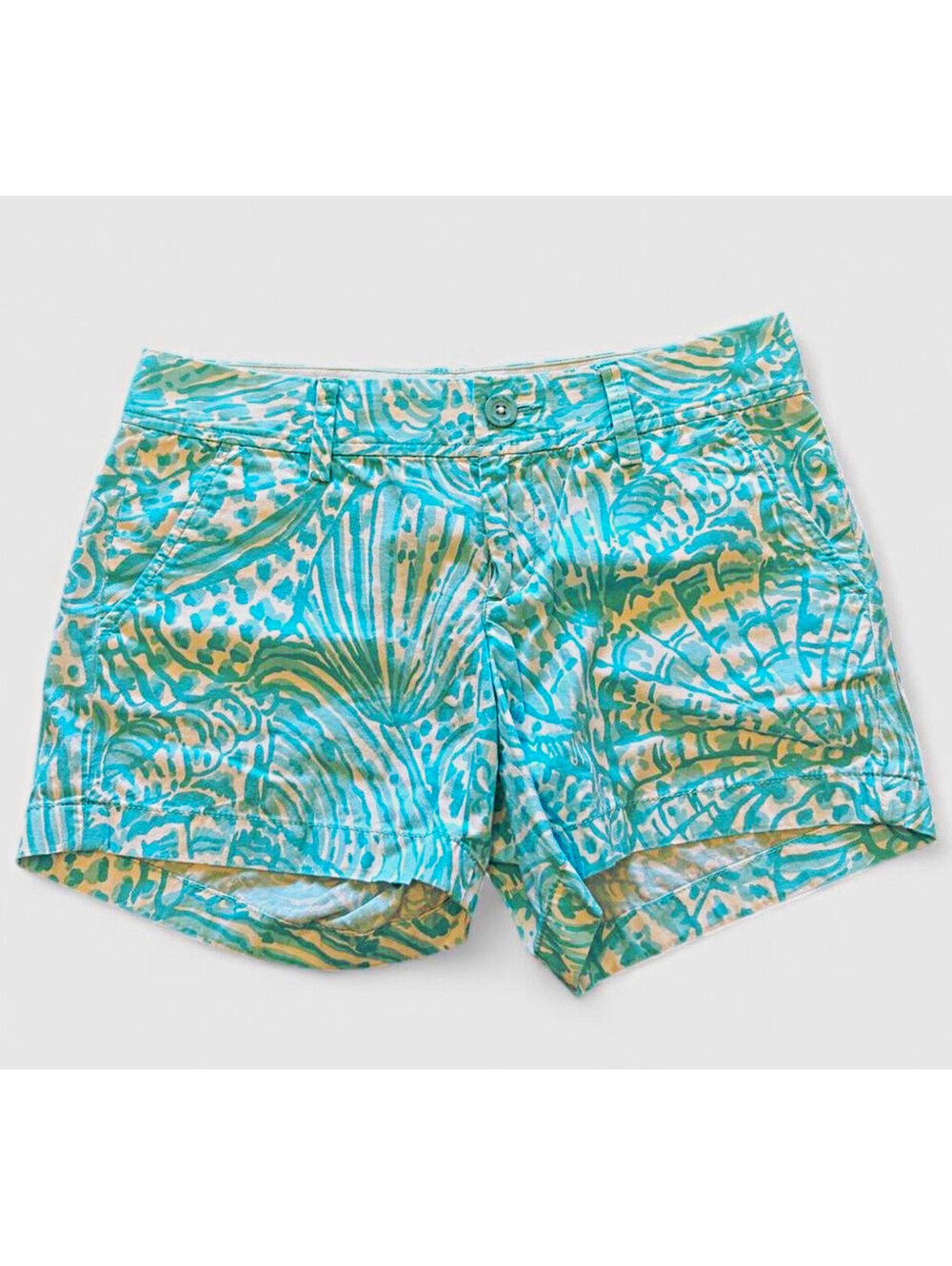 Lilly Pulitzer Callahan Short Women's 4 Blue/White Floral Cotton Chino Mid Rise